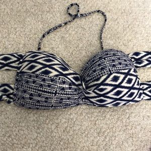 Blue & white bikini top